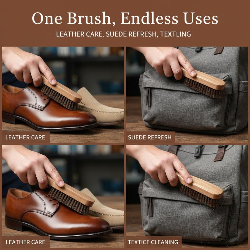 Shoe Cleaning Brush - 1 Stück Holz-Schuhbürste mit Pferdehaar für