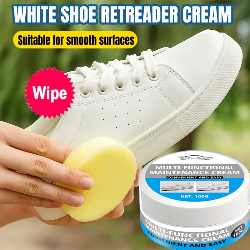 Leather Shoe Polish - Schuhaufhellungscreme mit Schwamm: Glanzt Turnschuhe/Stiefel/Kunstleder –