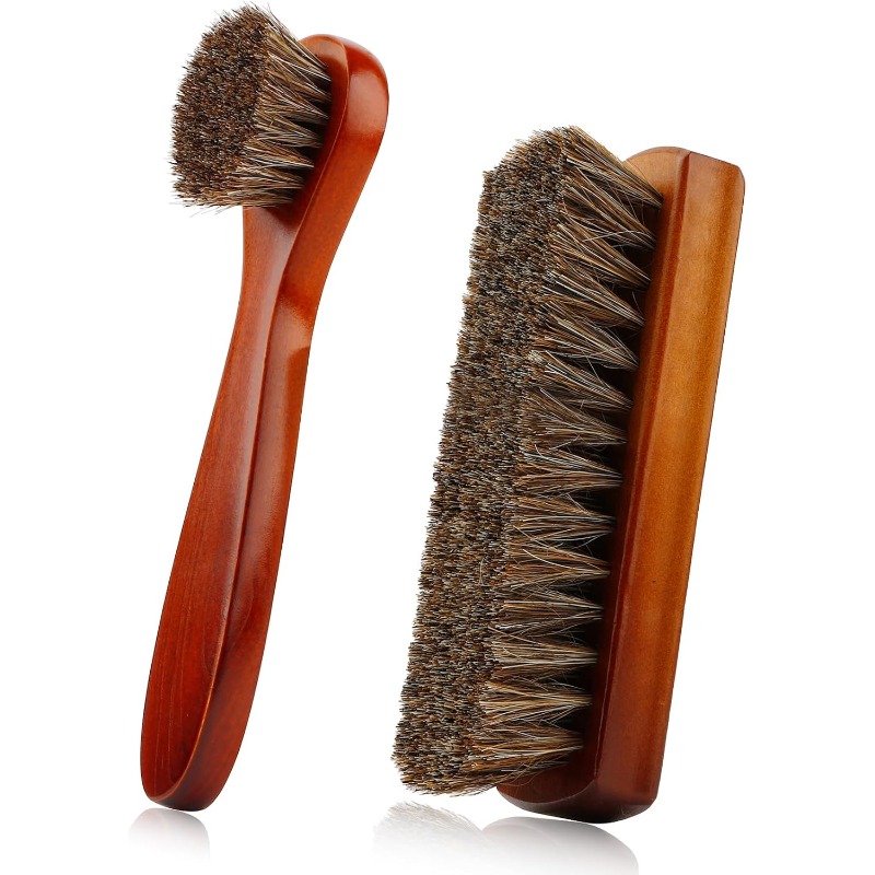 Shoe Cleaning Brush - Neu! Hochwertige 2-teilige Pferdehaarbürste zur Reinigung,